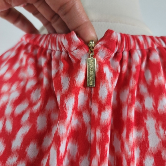 MICHAEL KORS CORAL & WHITE CHAIN NECK SLEEVELESS  STRETCH DRESS SZ: M - Picture 10 of 16